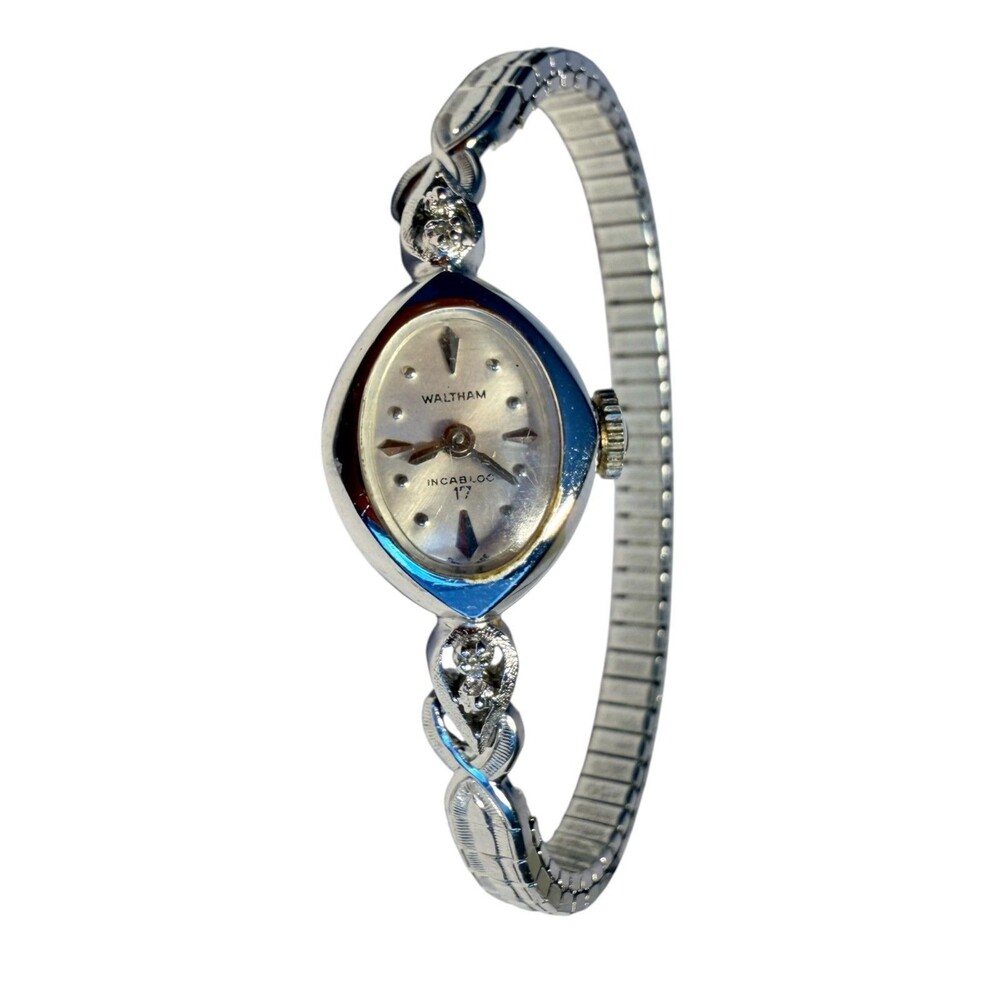 Vintage Waltham Incabloc 17 Jewels Silver Tone Oval Mechanical Ladies Watch - Picture 6 of 6